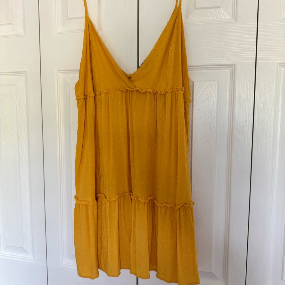 Forever 21 Mustard Spaghetti strap tiered dress